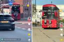 Males cling to back of TfL bus in Sutton