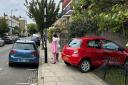 Police are hunting for a 'hit and run' driver who crashed a car into scaffolding in Valentine Road, Homerton