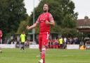 Sam Higgins of Hornchurch scores the second goal for his team and celebrates during Hornchurch vs Potters Bar Town, Pitching In Isthmian League Premier Division Football at Hornchurch Stadium on 30th August 2021