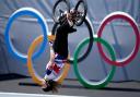 Charlotte Worthington on her way to winning a gold medal in the women's BMX freestyle park