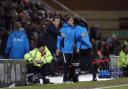 Leyton Orient head coach Justin Edinburgh (left) and assistant Ross Embleton issue instructions from the touchline (pic: Simon O'Connor).