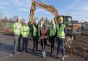 L-R: Everyone Active managers Duncan Cogger and Tom Fletcher, Havering cabinet members Cllr Roger Ramsey and Cllr Viddy Persaud, ex-Olympian Rebecca Adlington,  and Adrian Turner from ReCreation