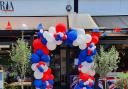 Osteria Due Amici in Upminster decorated with balloons ahead of the coronation