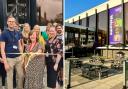 Staff at the Queen's Theatre Hornchurch outdoor seating area