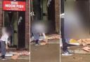 A 'disgusting' video captured a staff member at Moon Fish, in East Street, Barking, breaking up frozen fish by hurling it at the kerb