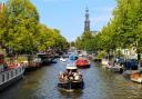 The canal along Prinsengracht in Amsterdam where Anne Frank House is now a museum