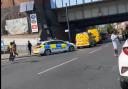 Emergency services outside Romford Station this afternoon