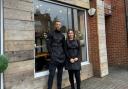 Jeyda Johnson and husband James outside their restaurant Cafe 25a