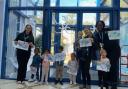 Monkey Puzzle staff and some of the children at the temporary location