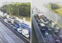 Traffic on the M25 after the first crash on Thursday