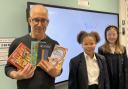 Poet Neal Zetter with pupils at Romford's Compass School