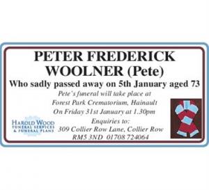 PETER FREDERICK WOOLNER