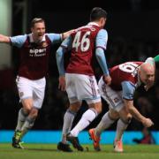 West Ham United vs Norwich. Upton Park. Collins scores first goal.