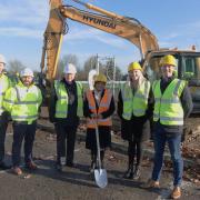 L-R: Everyone Active managers Duncan Cogger and Tom Fletcher, Havering cabinet members Cllr Roger Ramsey and Cllr Viddy Persaud, ex-Olympian Rebecca Adlington,  and Adrian Turner from ReCreation