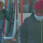 The British Transport Police wants to speak to two men in connection with an assault on-board a train travelling from Upminster to Romford.