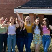 L-R: Sacred Heart of Mary pupils Aimee Usher, Hannah Chesher, Isabelle Jopson, Jess George, Grace Baker, Emmie Peterson and Bethany Butler-Rolph.