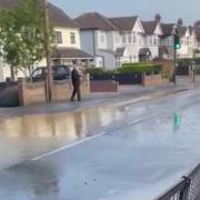 Flooding outside Marshalls Park Academy has forced the Romford school to close