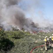 Firefighters tackle a blaze at Launders Lane in April 2022