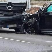 Damage to a car and a lorry after a crash in Romford last week