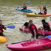 The students tried their hand at kayaking