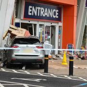 A car ploughed into the front entrance of the Range