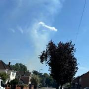 Taken from Lambs Lane North showing billowing smoke from the fire