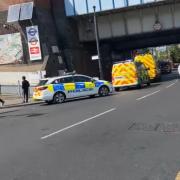 Emergency services outside Romford Station this afternoon