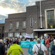 Protesters outside Havering Town Hall. Credit: LDRS