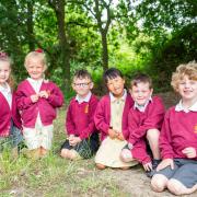 Pupils at Dame Tipping Primary School, in Havering-atte-Bower, after the school's 'good' rating from Ofsted