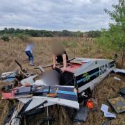 The plane crash site near Upminster