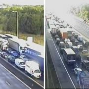 Traffic on the M25 after the first crash on Thursday