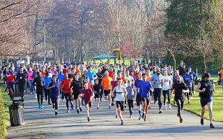 Pictured are runners taking part in the Valentines Parkrun seventh birthday run. Photo by Louis Du Plessis.