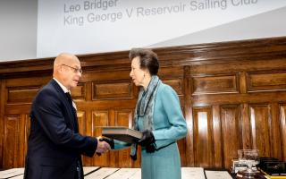 Leo Bridger receiving an award for 