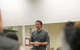 Lee Van Geleen speaks at Havering Sixth Form