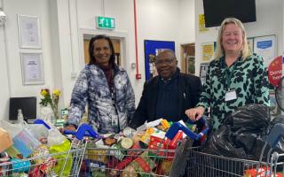 From left to right at Rainham Foodbank: Yolene Ganga, operations manager, Pastor Aloysius Peter, founder, and Julia Edgerton, centre activities coordinator