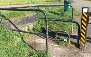 Barriers in Folkes Wood, which Better Streets for Havering say is impossible to access by wheelchair or mobility scooter