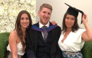 Freddie, who had open heart surgery, with his two sisters Alex (left) and Sarah (right)