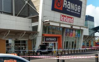 The Range's front entrance was smashed into by a car