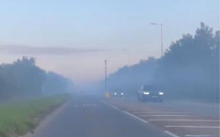 Smoke seen billowing over New Road, Rainham, from an Arnold's Field fire in 2023