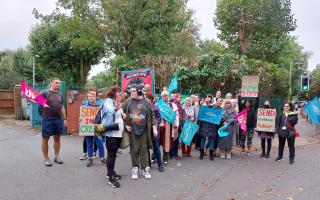 Little Heath parents and staff picketing outside the school