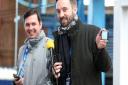 Archant journalists Paddy Davitt (left) and Michael Bailey broadcast the team news live on Facebook before Norwich City's Boxing Day 2017 Championship fixture at Birmingham. Picture: Paul Chesterton/Focus Images