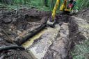 Hundreds of homes are without water in Hastings and St Leonards due to a burst water pipe in a thick woodland