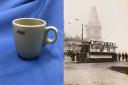 A BBC coffee cup dating back to the 1960s and a Lipton's bottle from the Victorian era are among items unearthed during renovations to a derelict office block.