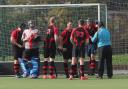 Havering's men prepare to defend a penalty corner. Pic: Gavin Ellis/TGS Photo