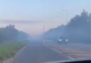 Smoke seen billowing over New Road, Rainham, from an Arnold's Field fire in 2023