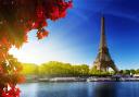 Autumn in Paris and the iconic Eiffel Tower in the distance