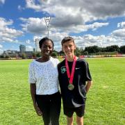 Bode Thompson with Christine Ohuruogu.