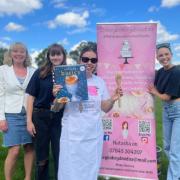 R-L: Hollyoaks's Jessamy Stoddart, winner Laura Klein, Lambourne End employee and Rebecca Smith