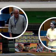 L-R: Havering's senior public protection officer Mike Richardson and McKlunky's owner Asif Khan debating at Havering Town Hall before the takeaway's bid was refused