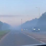 Smoke seen billowing over New Road, Rainham, from an Arnold's Field fire in 2023